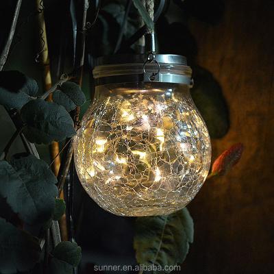 China Glass Solar Lighted Pots With Warm White LED SN2036 Garden Hanging SN2036 for sale