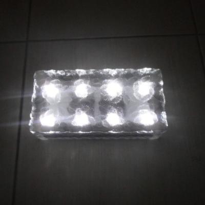 China Solar Garden Brick Landscape Light 8LEDS Textured Rectangle Glass Paver for sale