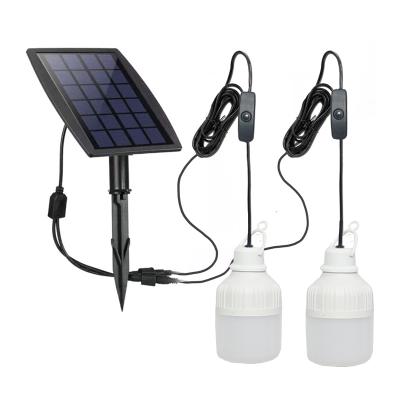 China Indoor Garden Light Home Garden LED Light Solar Camping Pier Light with Two Bulb for sale