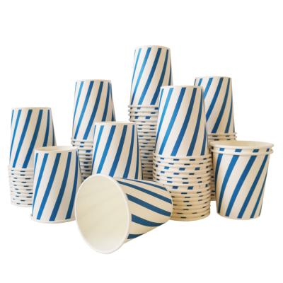 China 100pcs Disposable Stripe Printed 250ml Chocolate Tea Paper Coffee Cups 9oz Disposable Paper Cup For Cold-Hot Drinks for sale