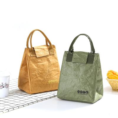 China Custom Eco Friendly Waterproof Tyvek Lunch Cooler Bag Foldable Insulated Tote Paper Lunch Bag for sale