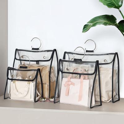 China Household Storage Folding Hanging Hanging Bag For Handbag Hanging PVC Bag Cabinet Organizer Dust Cover Bag Organizer for sale