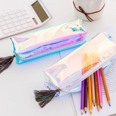 China Schools & 2021 New Fashion Offices PVC Color Laser Holographic Bags Holographic School Bags Clear Bag For Girls for sale