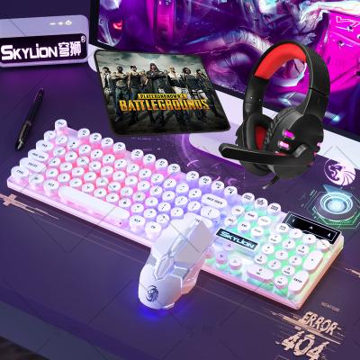 China Computer peripherals 4 in 1 keyboard mouse headset mouse pad wired desktop luminous game set factory border wholesale for sale