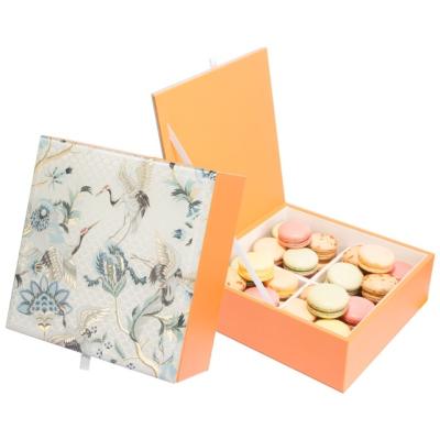 China Recycled Materials Food Macaroon Cookie Packaging Gift Box Wood Printing PU Leather Box Luxury for sale