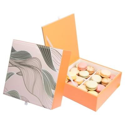 China Recycled Materials Printing Food Macaron Cookie Packaging Gift Boxes PU Leather Soft Cookie Box for sale