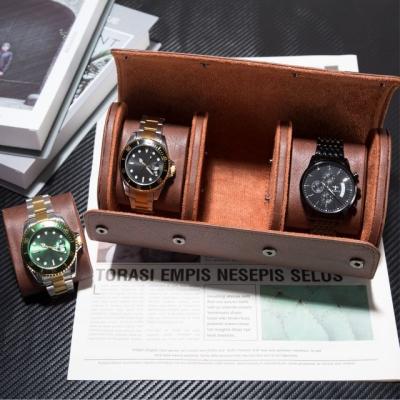 China Luxury Adult PU Leather Watch Box Pillow Roll Travel Watch Roll For Men Custom Logo for sale