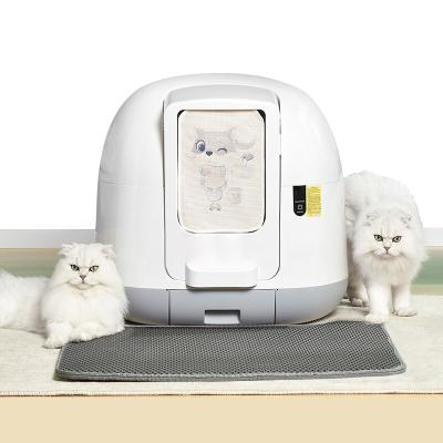 China Viable Durable Sifting Cat Litter Box Intelligent Automatic Large Flushable Litter Tray for sale