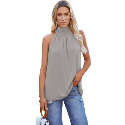 China 2022 New Hot Summer Women's Casual Medium Round Neck Sleeveless Round Tank Top for sale