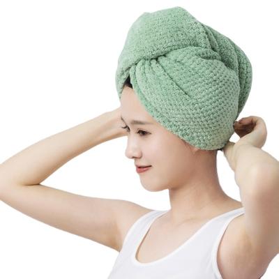 China Ladies Pineapple Griddle Hat Coral Down Water Absorbent Quick Drying Hair Towel QUICK DRY Hair Towel for sale