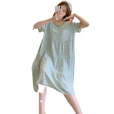 China Women's Plus Size Summer QUICK DRY QUICK DRY Shorts New Sleepwear Shorts Sleeved Nightgown Artificial Cotton Clothes Printed Silk Home Pajamas for sale