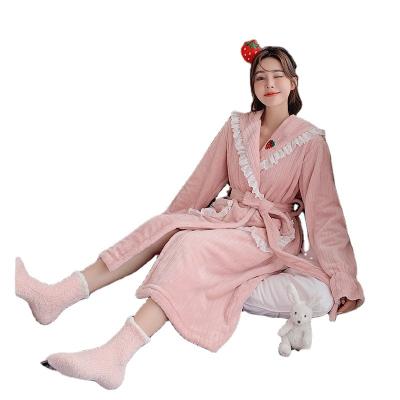 China New Women's Flannel Pajamas Strawberry Warm Absorption Good Pattern Comfortable Warm Sleepwear For Home for sale