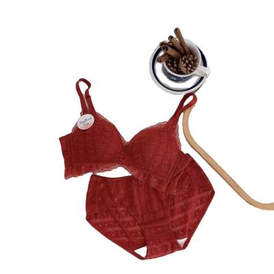 China New women's summer underwear QUICK DRY QUICK DRY set thin style silk no steel ring and no sag gathered bra set for sale