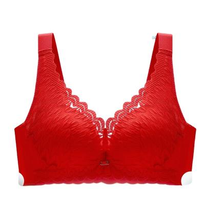 China New spring summer non-steel underwear QUICK-DRY best-selling ring gathered non-magnetic sexy thin thick lace comfortable bra for sale