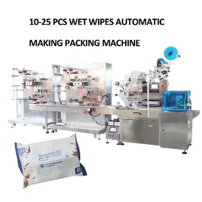 China Servo-controle natte reiniging Wipe fabricage en verpakkingsapparatuur voor medium 10-25 stuks Pack Te koop