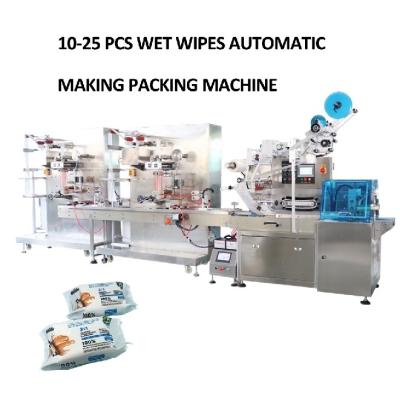 China High Performance Wet Wipe Making Packaging 2 In 1 Machinery Line For 10-25 PCs Pack for sale