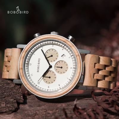 China 2021 Luxury Date New Arrival Chronograph High Quality Automatic Watch BOBOBIRD Japan Wooden Movement Wrist Watch for sale