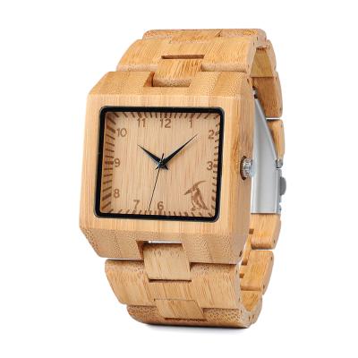 China BOBOBIRD 2018 Non-Specific Square Dial Bamboo Wood Watch With Wood Band for sale