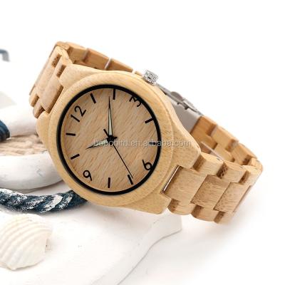 China Online Shopping Day/Date Eco-Friendly Wood Watch 100% Natural Wooden Watch for sale