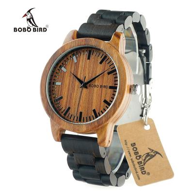 China BOBO BIRD Men's Classic Antique Design LOGO Wood Band Watch Wood Custom Watch Box Water Resistant for sale