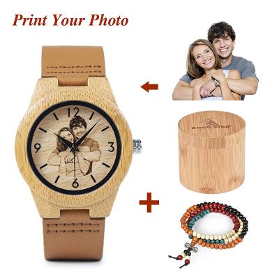 China Full Calendar Fashion Couples Watch Picture Printing Dial Watch Straps Genuine Leather Leather Wrist Watch for sale