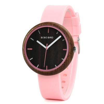 China BOBO BIRD Fashionable Sport Women's Gender Silicone Wood Watch Water Resistant for sale