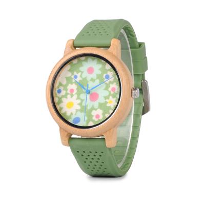 China Unique Minimal Custom Water Resistant LOGO Bamboo Watch BOBO BIRD With Silicone Strap for sale