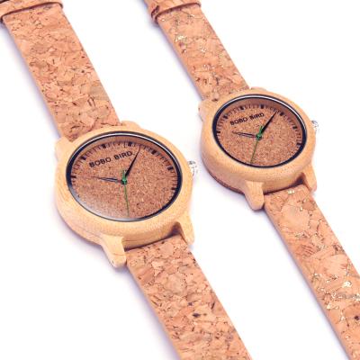 China 2017 Hot Sale BOBOBIRD Water Resistant Cheap Custom Unique Wooden Cork Watch Smart Bamboo Watch For Couples for sale