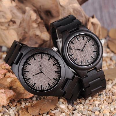 China BOBO BIRD Water Resistant Retro Ebony Black Wood Couple Watch For Man And Woman for sale