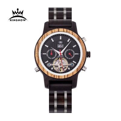 China Auto date Kingnow 2021 brand automatic top logo watch wood watches for men and women shape custom logo watch for sale