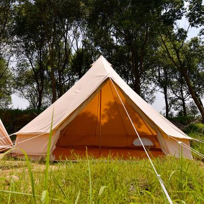 China Outdoor Waterproof Luxury Waterpoof Yurt Tent Cotton Canvas Family Camping Glamping Bell Tent for sale