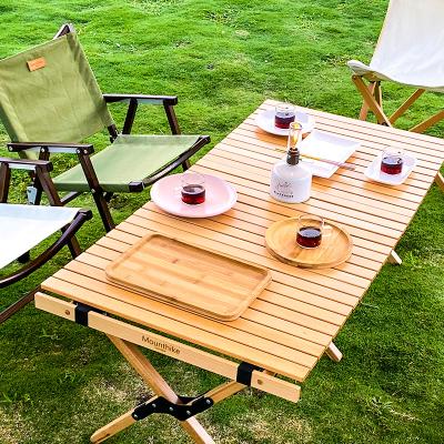 China Outdoor Deluxe Picnic Adjustable Wooden BBQ Cylinder Desktop Portable Easy Carry Folding Wooden Table for sale