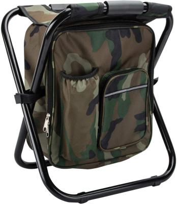 China Heavy Duty Folding Camping Hunting Fishing Chair Multifunctional Folding Stools Backpack Insulated Cooler Bag for sale