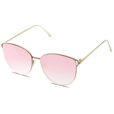 China Round Colorful Lightning Mirrored Stylish Flat Lens Round Metal Sunglasses Women For Fashion Activities for sale