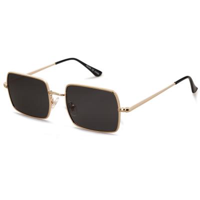 China Rectangle Square Polygon Polarized Black And Gold Sunglasses For Men Women Retro Classic Vintage Shades for sale