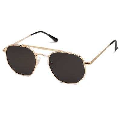 China Fashion Sunglasses Vintage Metal Frames UV400 Polarized Shades Mirrored Polygon Lens Sunglasses For Women Men for sale