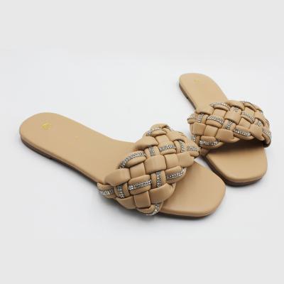 China 2022 fashion trend women's sandals flat rhinestone slippers women's rhinestone slippers ladies for women for sale