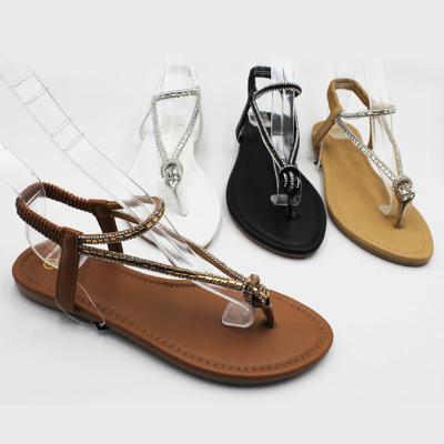 China 2022 Fashion Trend New Design Shiny Faux Stone Ladies Slippers Women Sexy Female Flat Slippers Fashion Women Sandals for sale