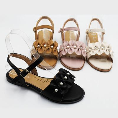 China Flat In Running Fast Delivery Bow Ribbon Genuine Leather Children's Sandals Girls Kids Shoes for sale