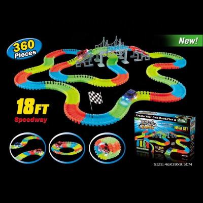 China Toy New Arrival 360pcs Glow Railroad Toy Slot Car Racing Slot Race Track Racer Classic Game for sale