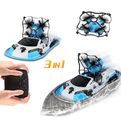 China Headless Mode 3 in 1 Water Mode Air-Land Electric Vehicle Ground Toy Water-to-Air Remote Control Drone Boat Triphibian Amphibian Boat for Sale for sale