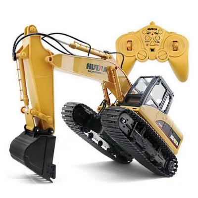 China RC Model HuiNa Toys 15 For Kids Alloy RC Excavator Slip Noise 680-Degree Channel 2.4G 1/14 RTR Anti Rotation LED Mechanical Light RC Car for sale