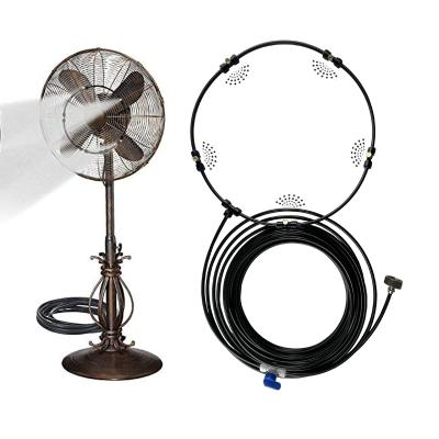 China Garden Fan Mist Kit For Cool Patio Breeze with 32.8FT (10m) fog line and 5 removable brass nozzles galvanized solid brass adapter for sale