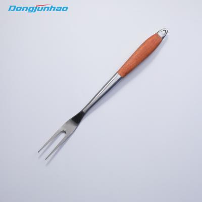 China Stainless Steel Rosewood Handle Fork BBQ Grill Tools For Kitchen And Outdoor Easily Cleaned for sale