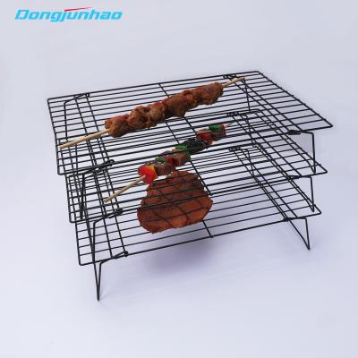 China Factory direct sale BBQ not easily cleaned stick 3 layers folding mesh cooling racks for cooking for sale