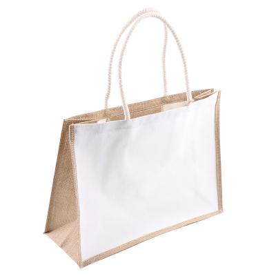 China Natural Eco-friendly Customized Handled Jute Promotional Bag Tote Bag Sale Gift Shopping Reusable Bag for sale