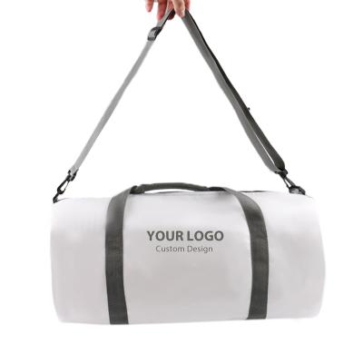 China 2022 Fashion Supplier Customized Luxury Hot Sale Polyester Shoulder Gym Duffle Cylindrical Stylish Waterproof Sports Travel Bag for sale