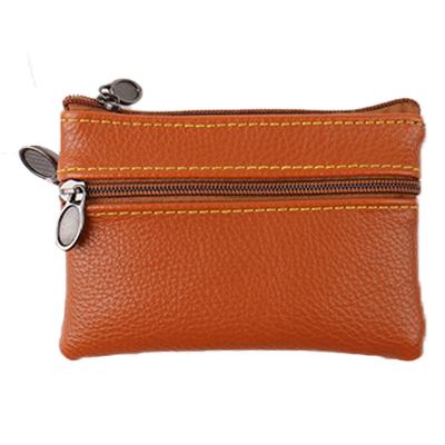 China Waterproof Double Zipper PU Leather Card Bag for Postcard Bank Card Coin Purse Universal Fashion Men's and Women's Simple Wallet for sale