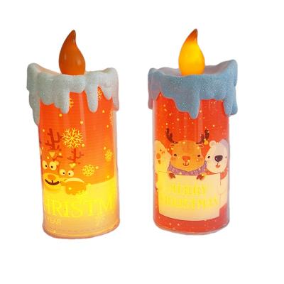 China 2021 new candle decoration light 20cm warm white PVC printing candle christmas decoration for sale