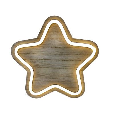 China unique design Battery operated Christmas decor Warm white light star wood neon light for home decoration lighting for sale